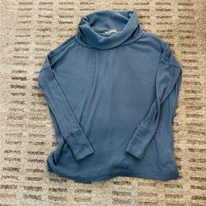 We The Free XS women’s Blue Waffle-Knit Cowlneck Sweater Oversized Fit